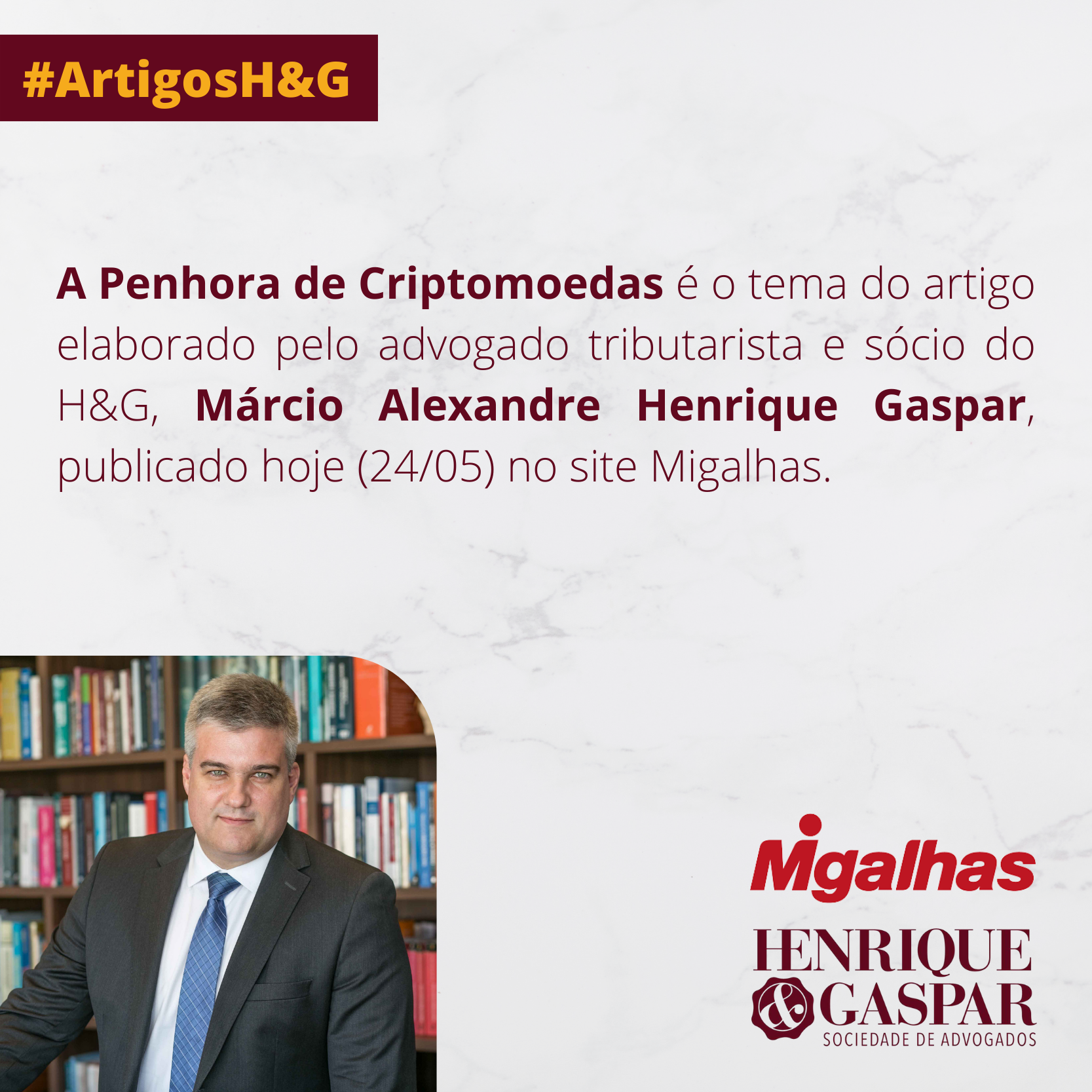 Márcio Alexandre aborda ‘A penhora de criptomoedas’ em artigo no Migalhas