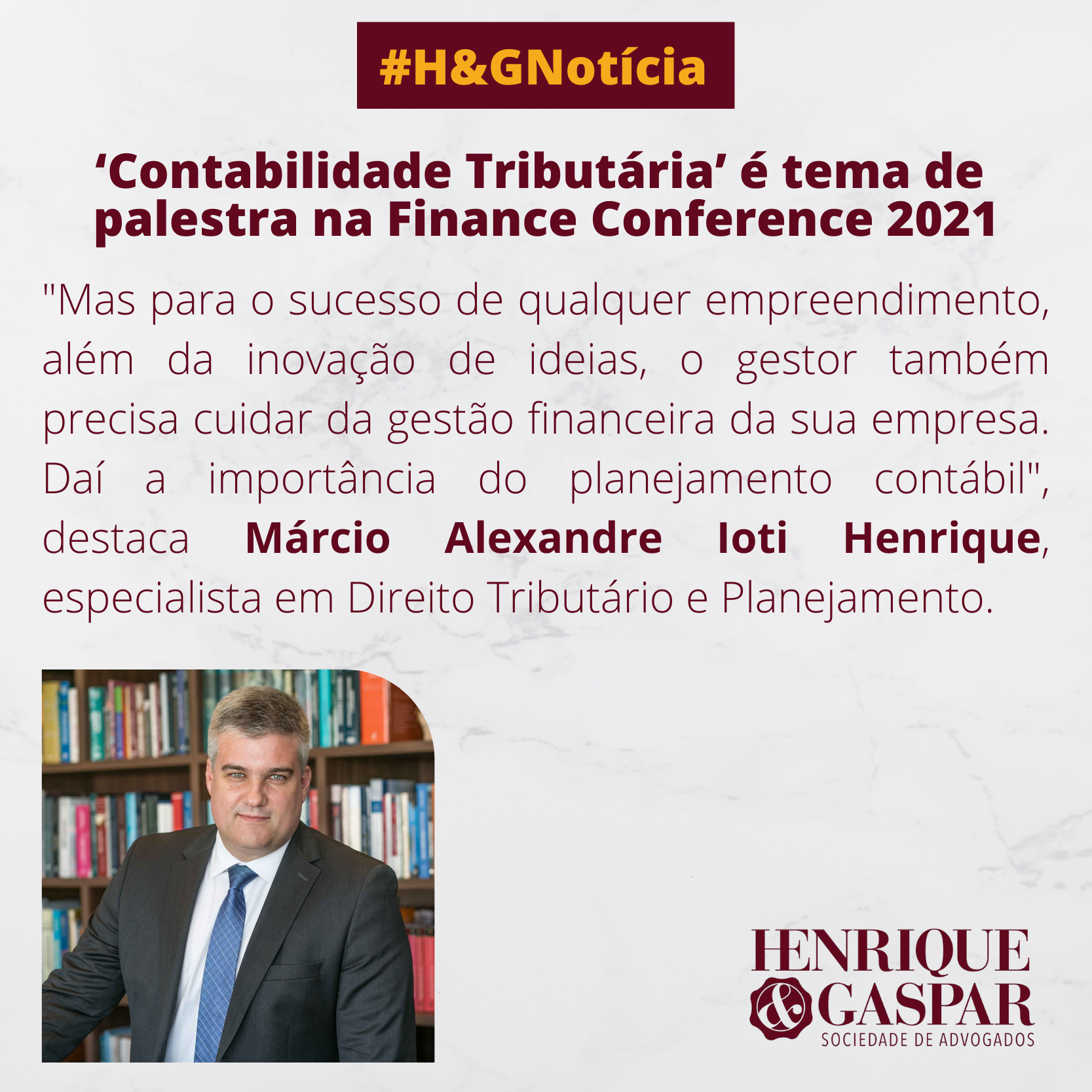 Márcio fala sobre ‘Contabilidade Tributária’ na Finance Conference 2021