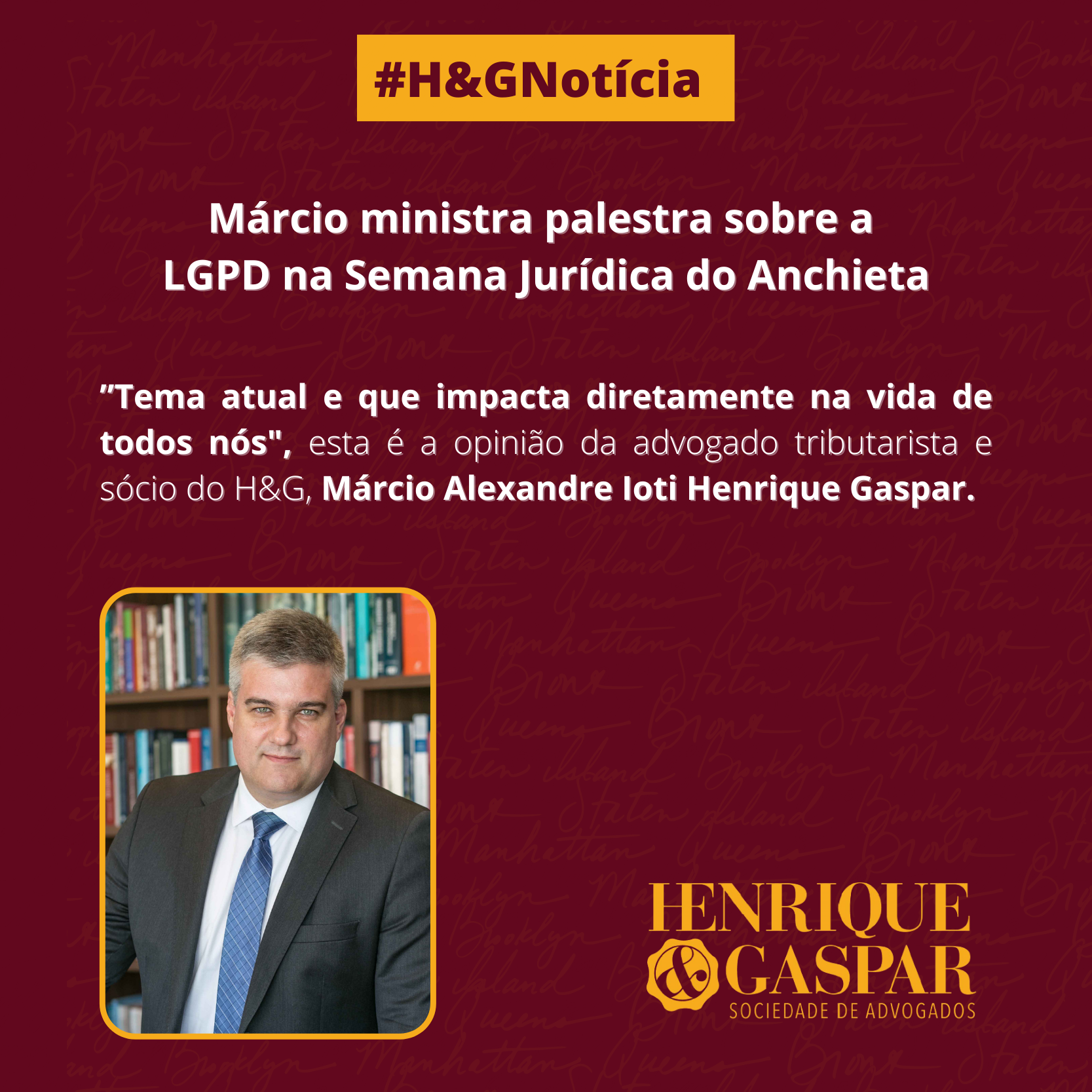 Márcio fala sobre a ‘LGPD e suas repercussões no direito brasileiro’ na Semana Jurídica do Anchieta